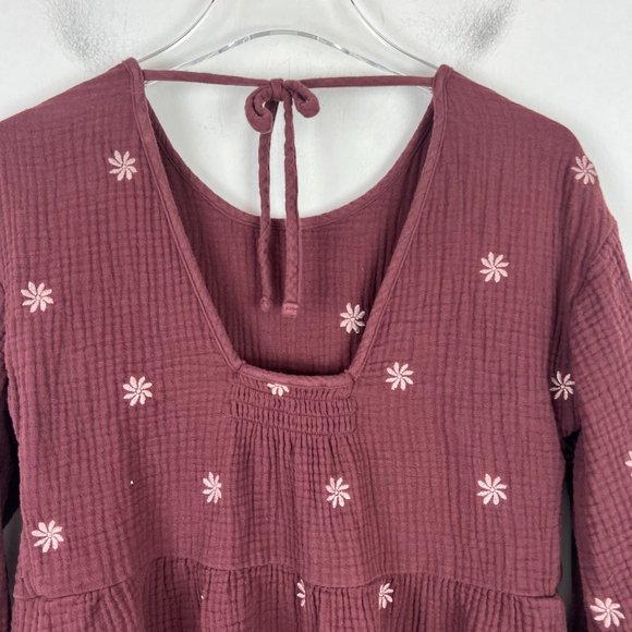 Madewell Embroidered Lightspun Peplum Open-Back Top Size Small S EUC L2775 - Picture 11 of 13